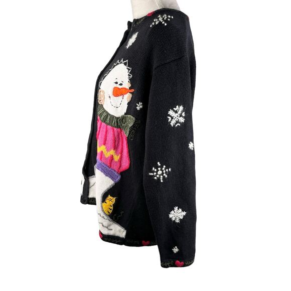 Quacker Factory Snowman Sweater M Button Down Embroidered - Picture 12 of 13